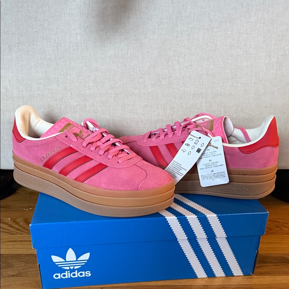 Adidas Big Kid Pink and Red Sneakers gazelle - big girls 7